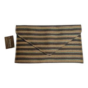 New Franchescs's Collection Metallic Striped Rafia Envelope Clutch Bag Boho Chic